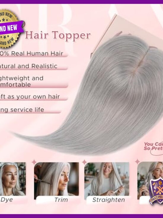 Human Hair Topper for Thinning Hair, Silk Base Clip-In, 12 Inch main image 6